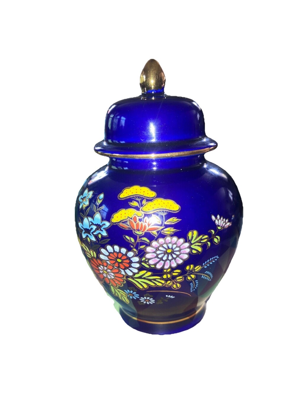 Small Ginger Blue Jar Japanese Urn Cobalt Vases Flowers Satsuma With Lid Vintage